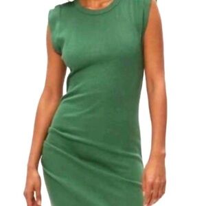 Michael Stars Ricci Power Shoulder Mini Dress In Emerald, Size Small